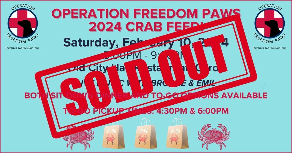 2024 OFP Crab Feed!, The Old City Hall Restaurant, Gilroy, 10 February 2024