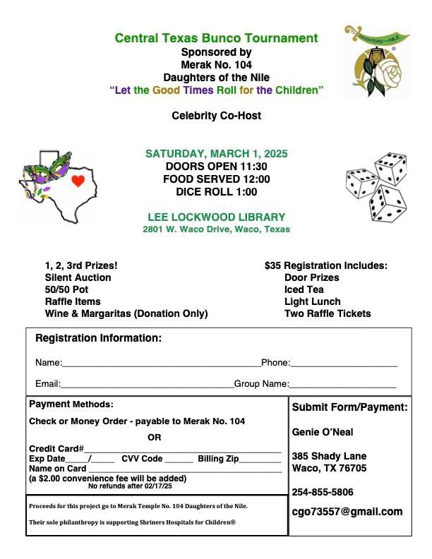 8th Annual Central Texas Bunco Tournament