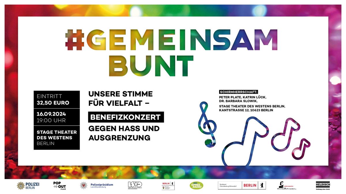 GEMEINSAMBUNT - Benefizkonzert f\u00fcr Vielfalt - Gegen Hass und Gewalt