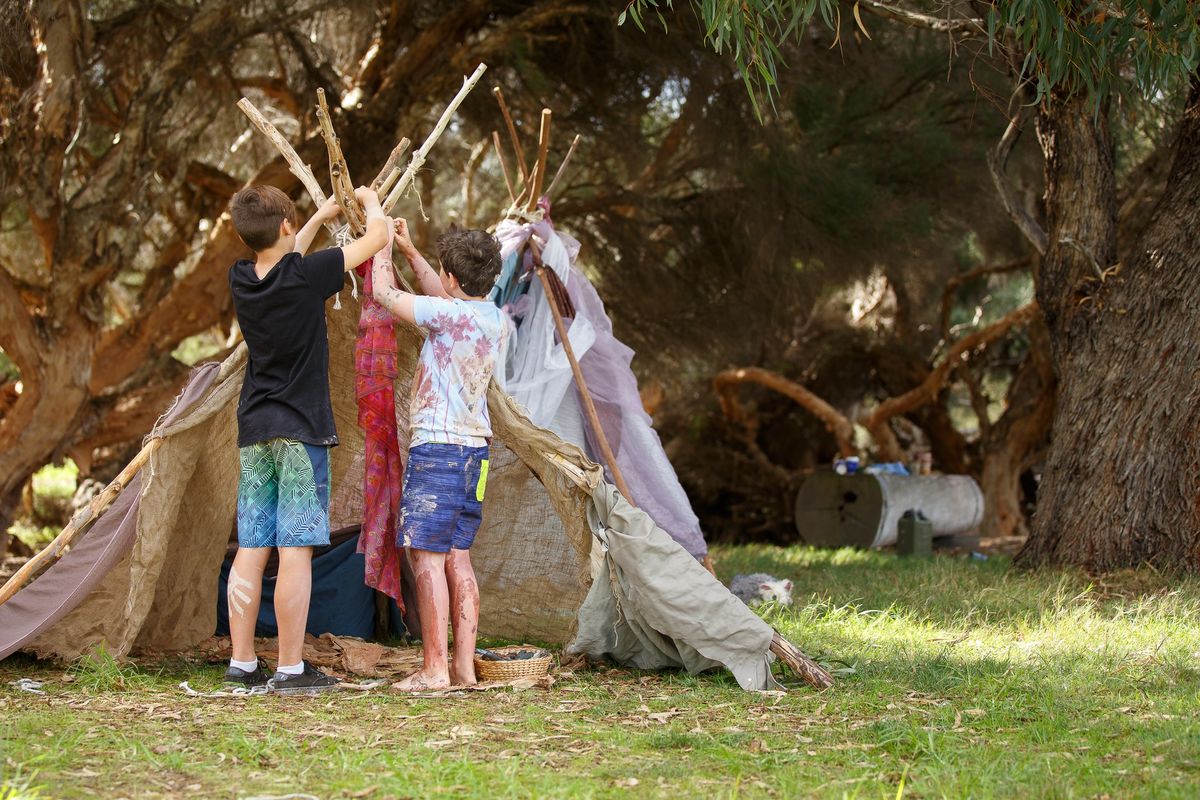 Hut Building and Flag Making by Educated by Nature