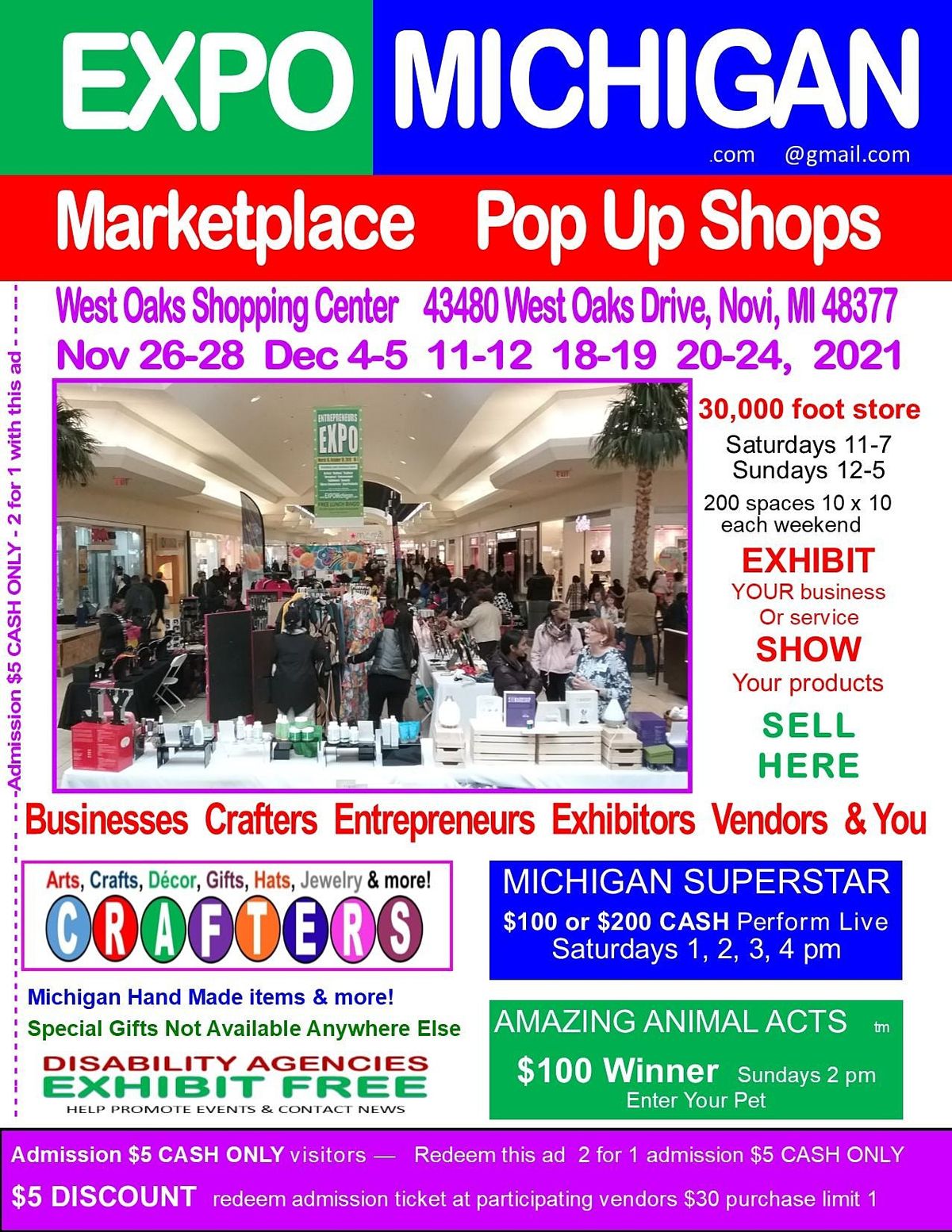 EXPO MICHIGAN marketplace pop up shops West Oaks Shopping Center, Novi