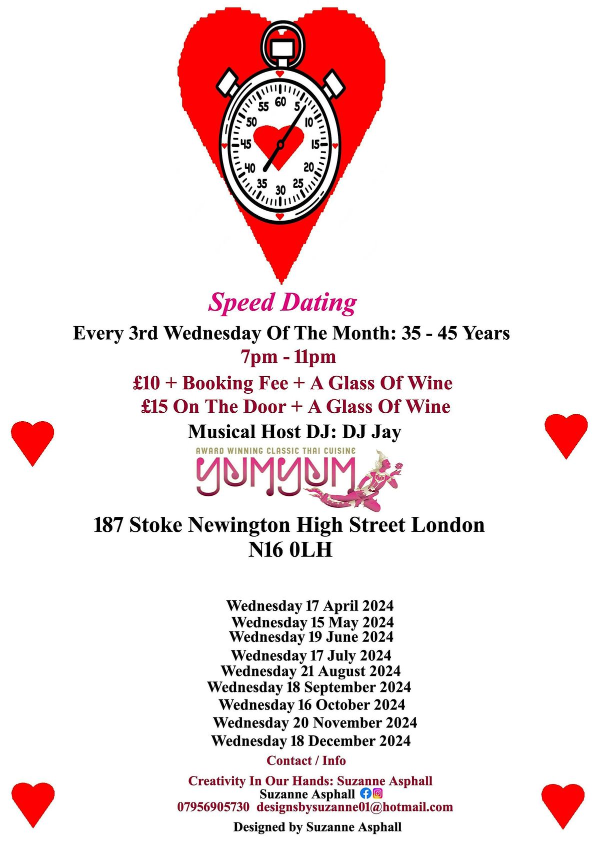 Speed Dating. 35 - 45 years. Wednesdays