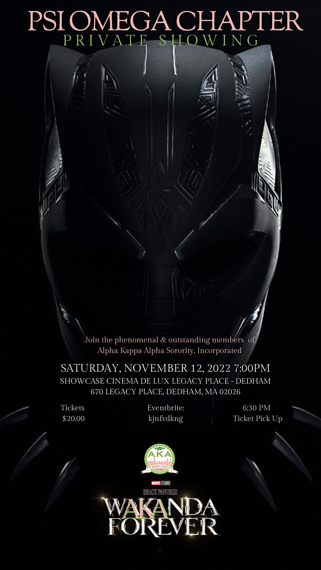 Psi Omega Movie Showing wAKAnda Forever, Showcase Cinema, Dedham, 12