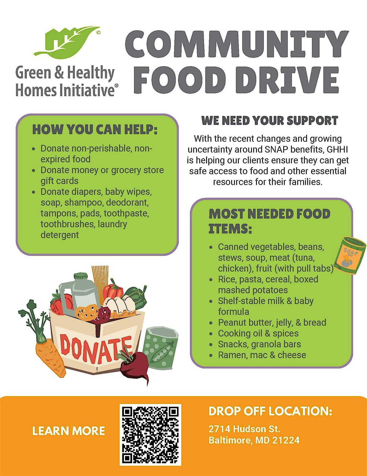 Green & Healthy Homes Initiative Food Drive