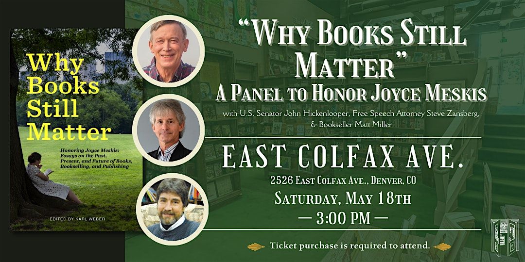 Why Books Still Matter: A Panel to Honor Joyce Meskis Live at Colfax