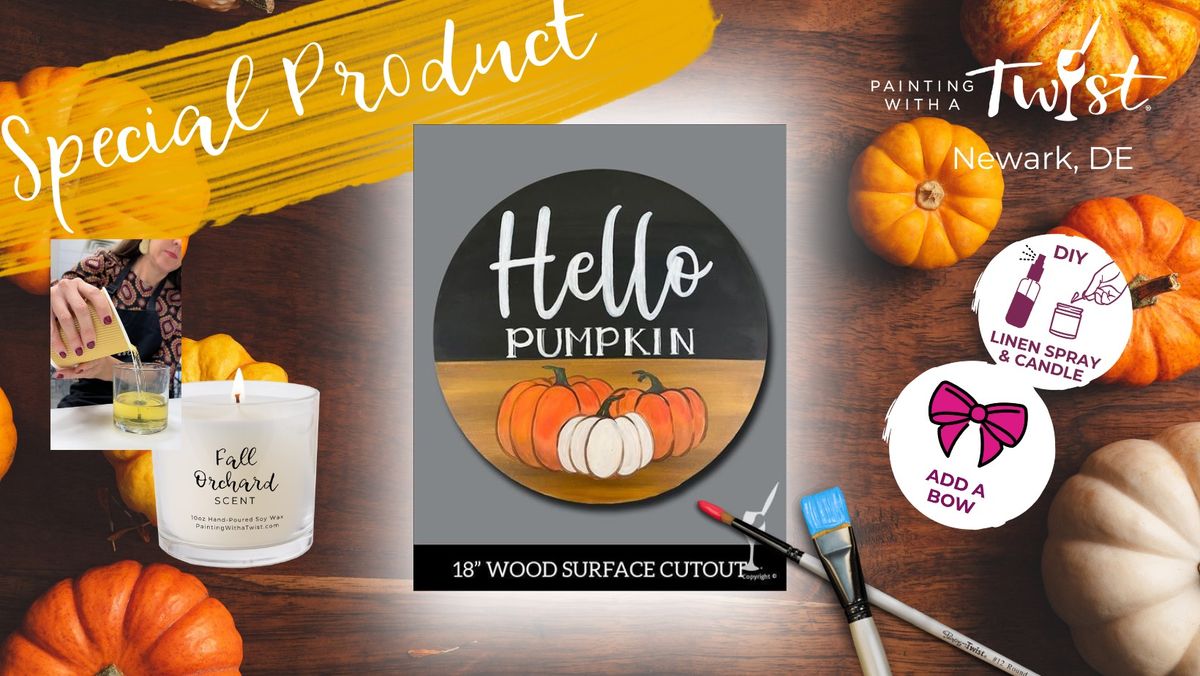 Paint & Sip - Happy Hour: Hello Pumpkin (Choose 3D Lettering)