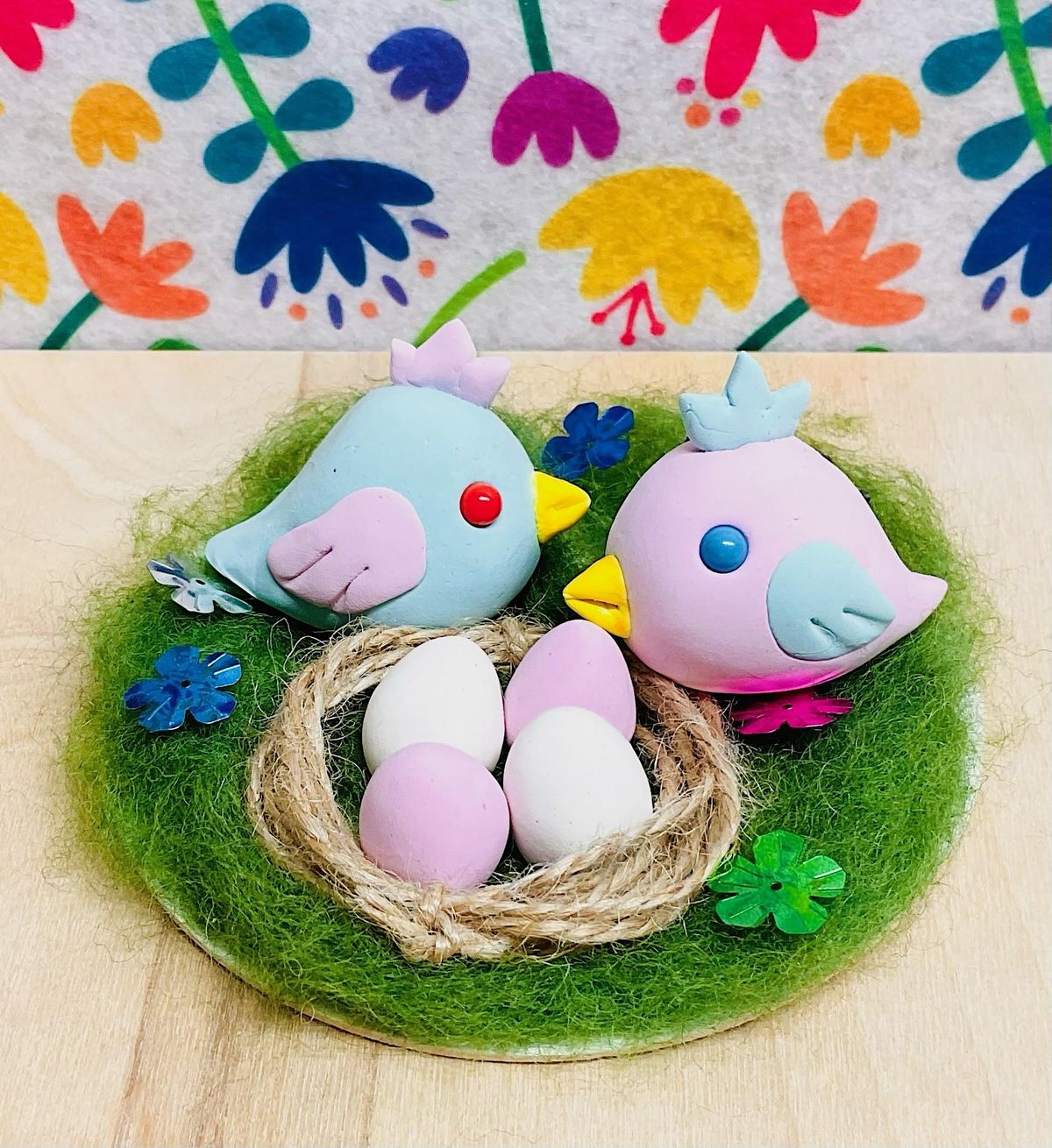 Get Crafty: Air Dry Clay Birds with Nest