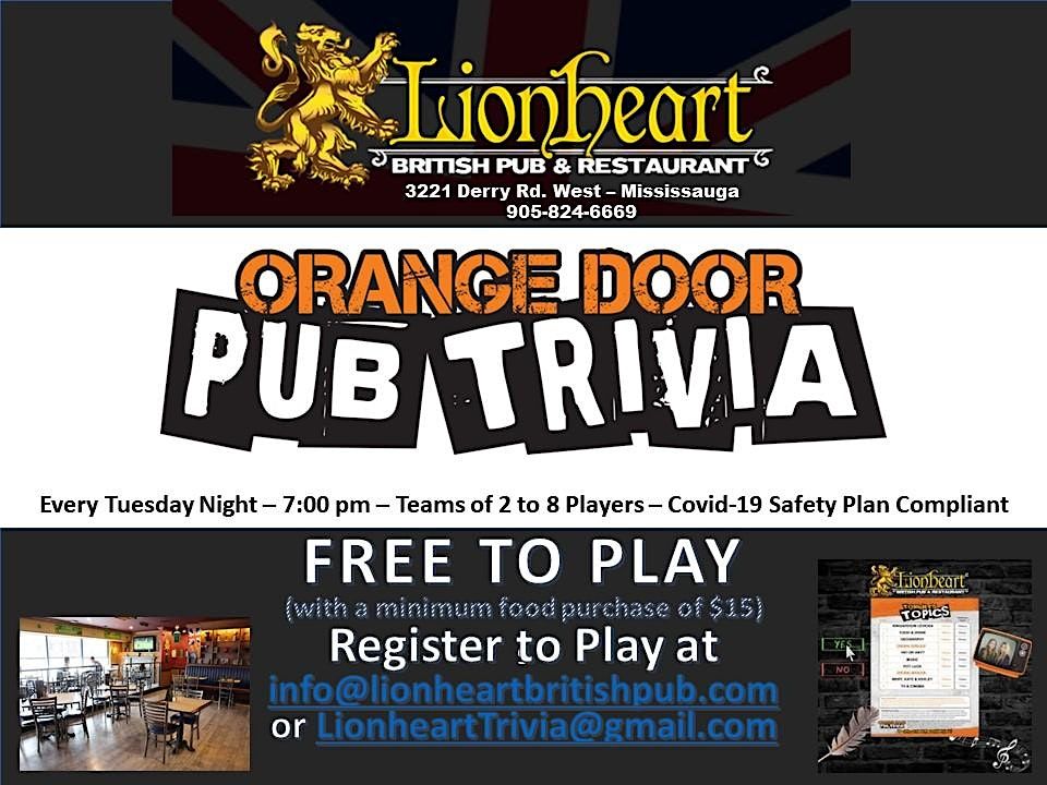 Lionheart's Weekly Trivia Night - Every Tuesday Night