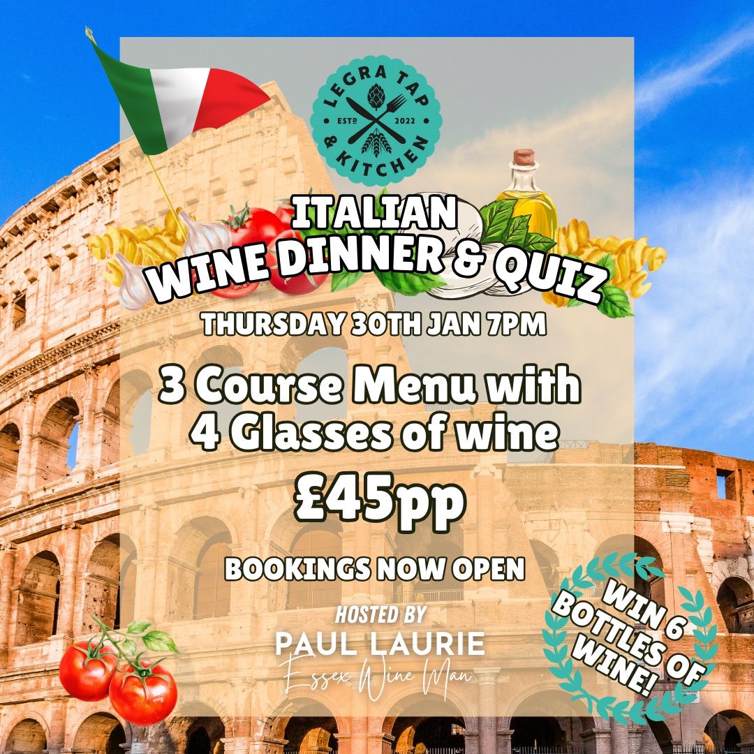 Italian wine dinner & quiz 