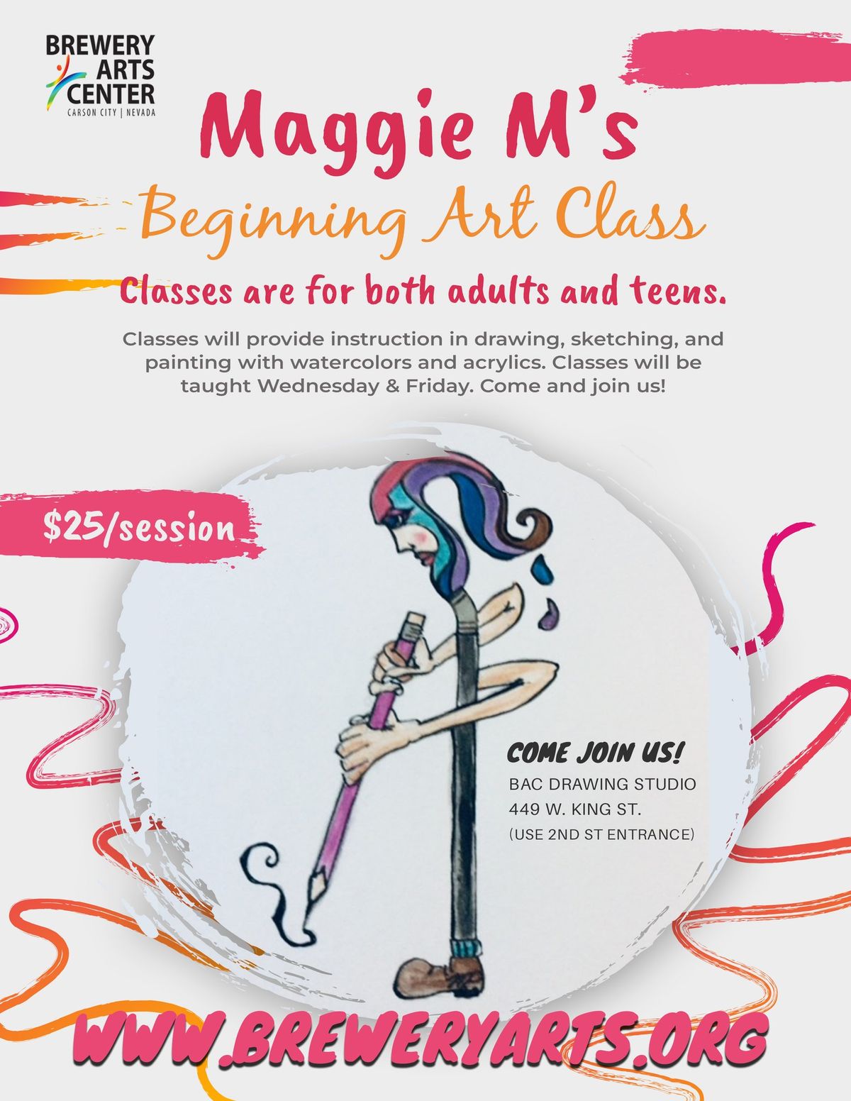 MAGGIE M'S BEGINNING ART CLASSES FOR TEENS | WEDNESDAYS