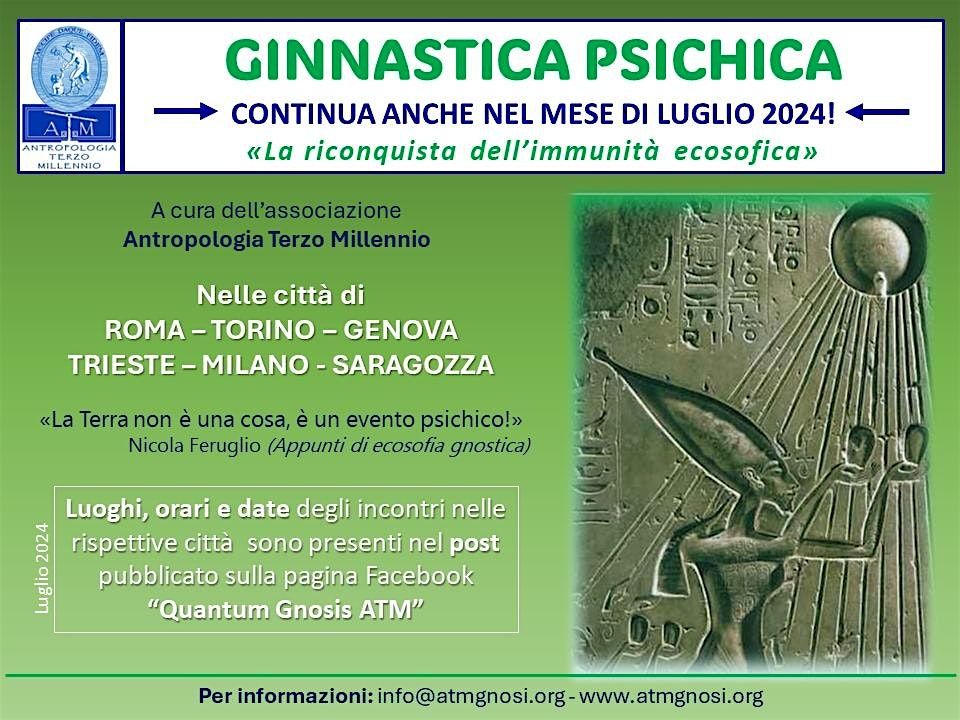 GINNASTICA PSICHICA continua anche nel mese di LUGLIO 2024