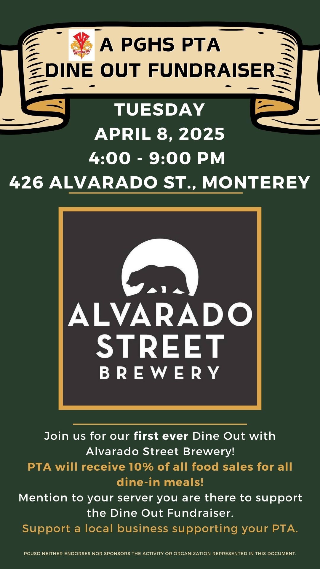 Alvarado Street Brewery Dine Out