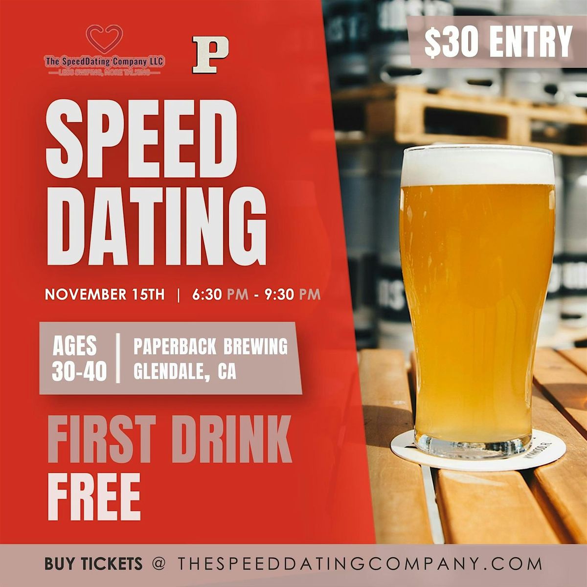 SPEED DATING | 30-40, FIRST DRINK FREE!