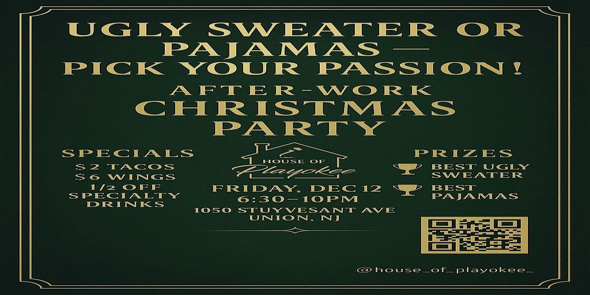 Ugly sweater and pajama after work Christmas party