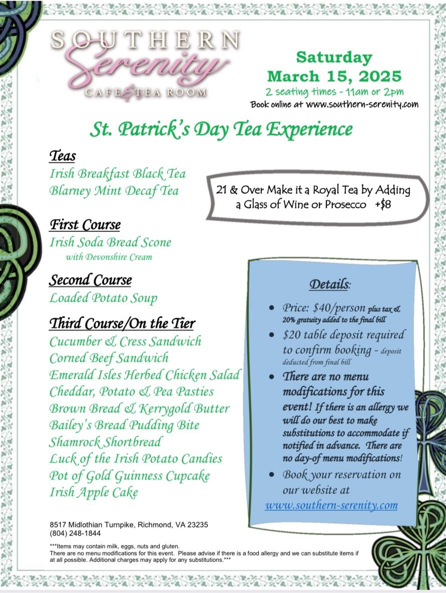 St Patrick\u2019s Day Tea Experience 