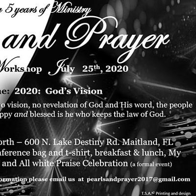 Contact us at 313 505 7116 or pearlsandprayer2017@gmail.com for inforation