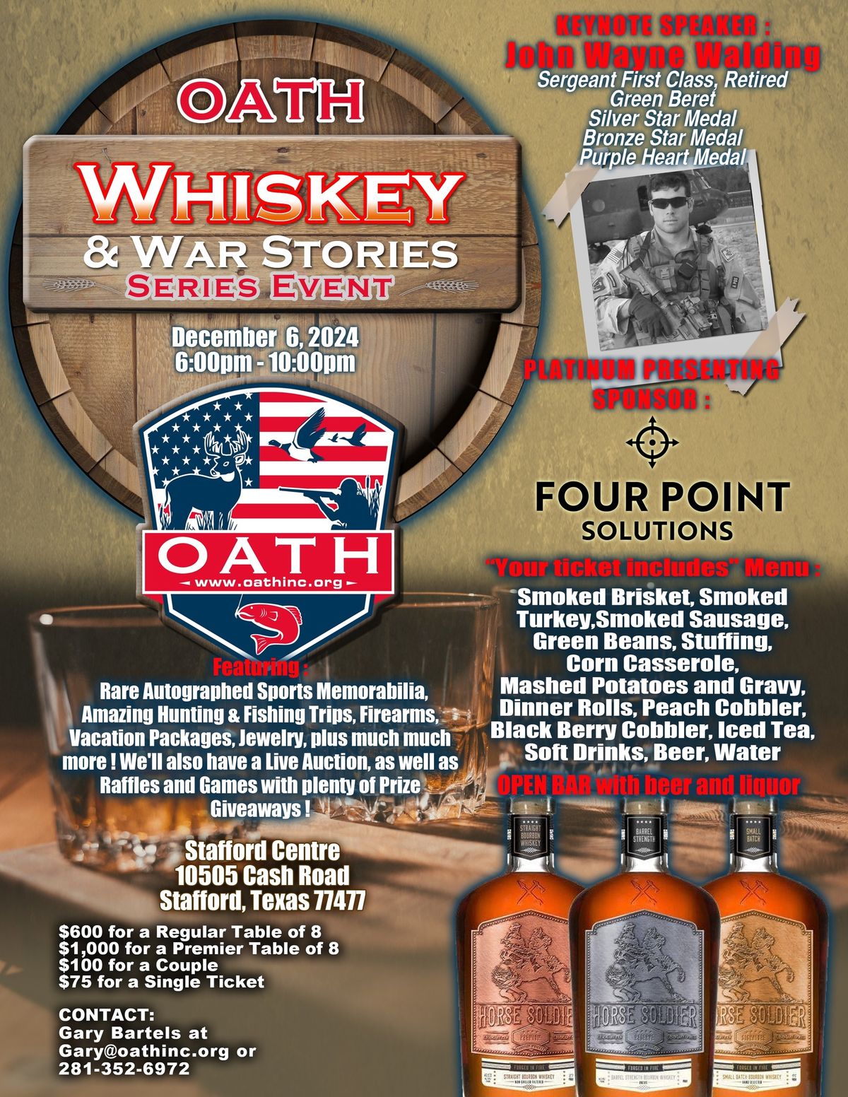 OATH WHISKEY & WAR STORIES Series Event presented by Four Point Solutions, LLC