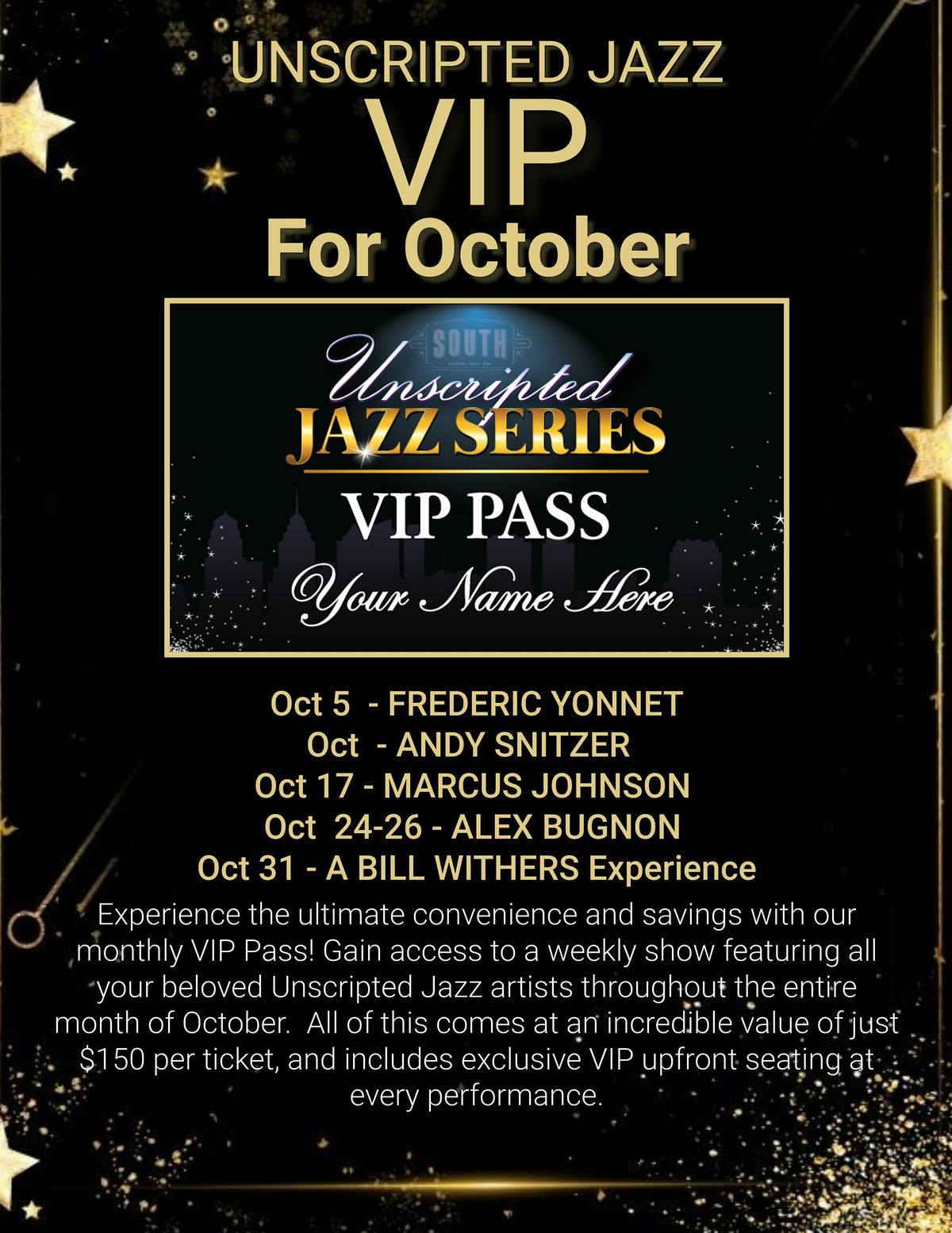 OCTOBER 2024 VIP Unscripted Jazz Monthly Pass