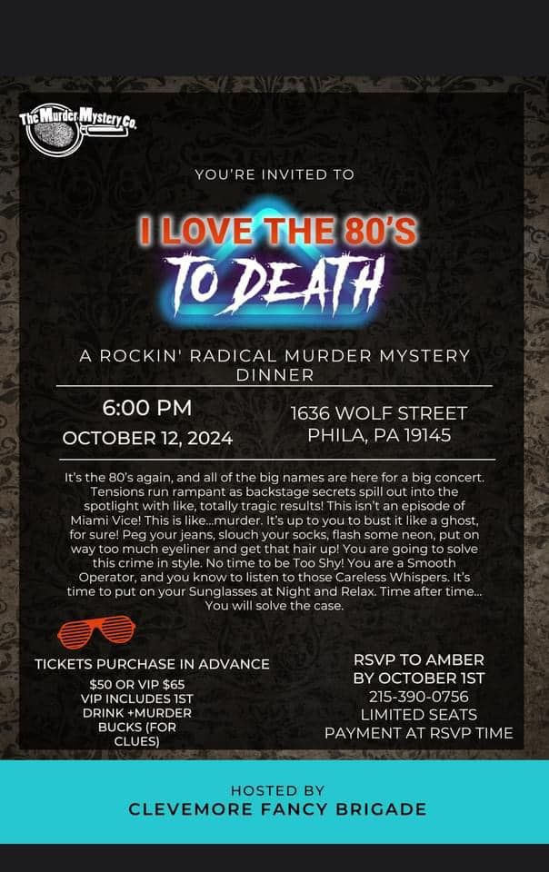 I Love the 80's to Death! Murder Mystery Dinner