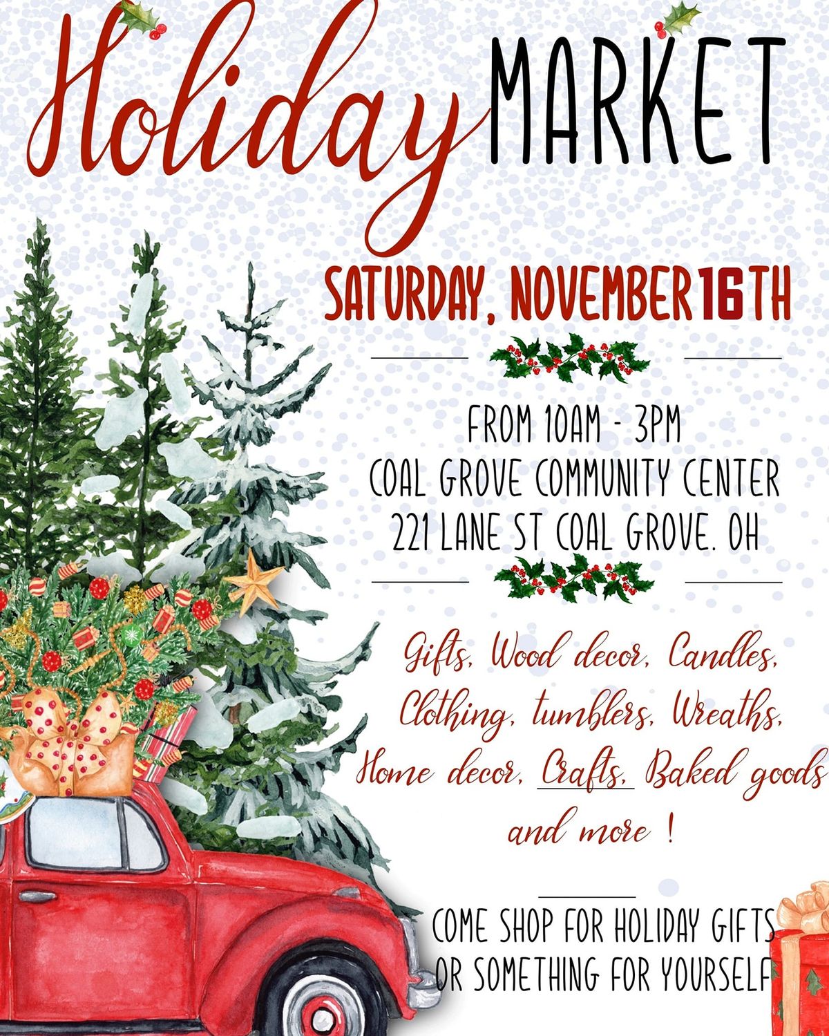 HOLIDAY CRAFT SHOW. NO VENDOR SPACE