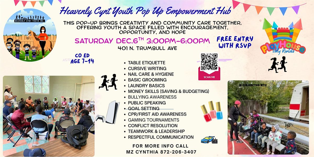 Heavenly Cynt Youth Pop Up Fun Activities Video Games, Life Skills ) Hub