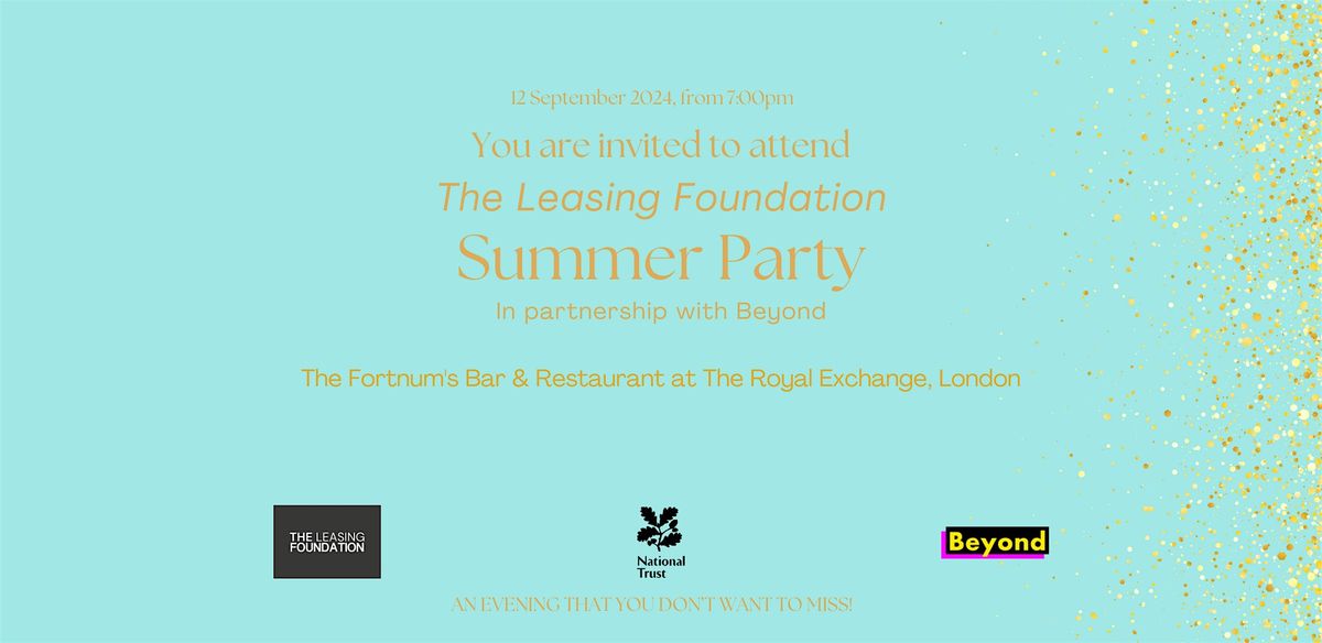 Leasing Foundation Flagship Asset Finance Summer Party - 12 September  2024