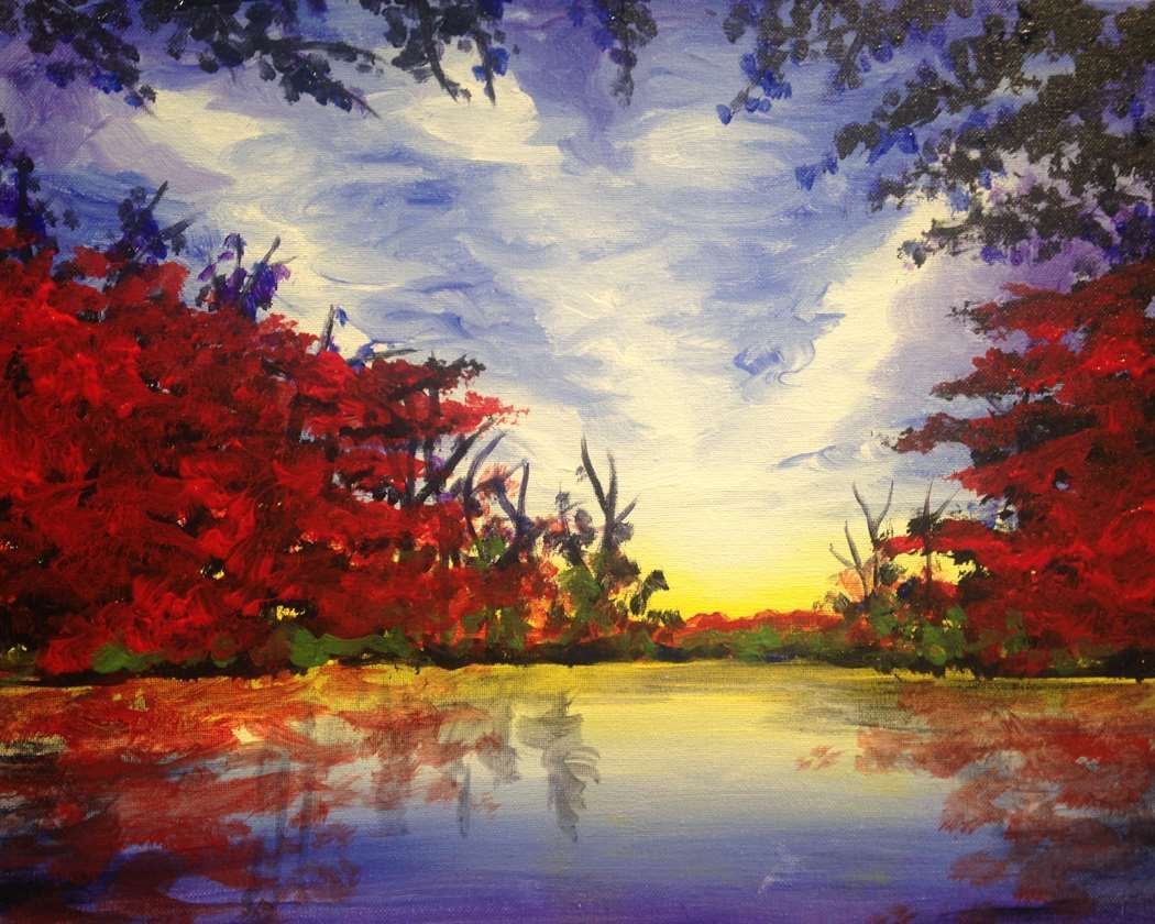 Thirsty Thursday! Sip & Paint 'Scarlet Autumn' with us!