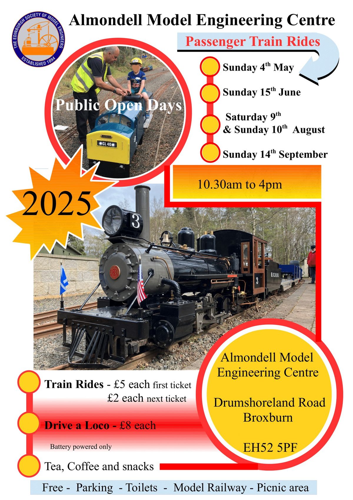 Almondell Model Engineering Centre Open days - Train rides