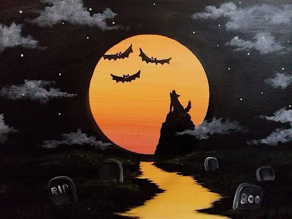 Paint Night Howling at the Moon