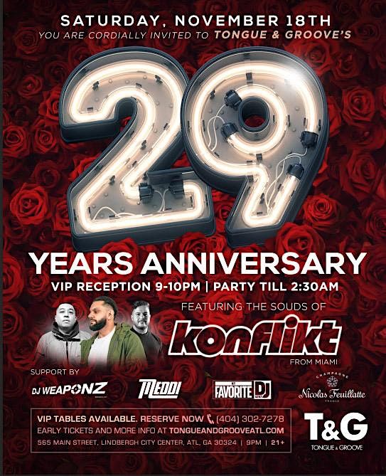 29th Anniversary Celebration for Tongue and Groove with DJ Konflikt