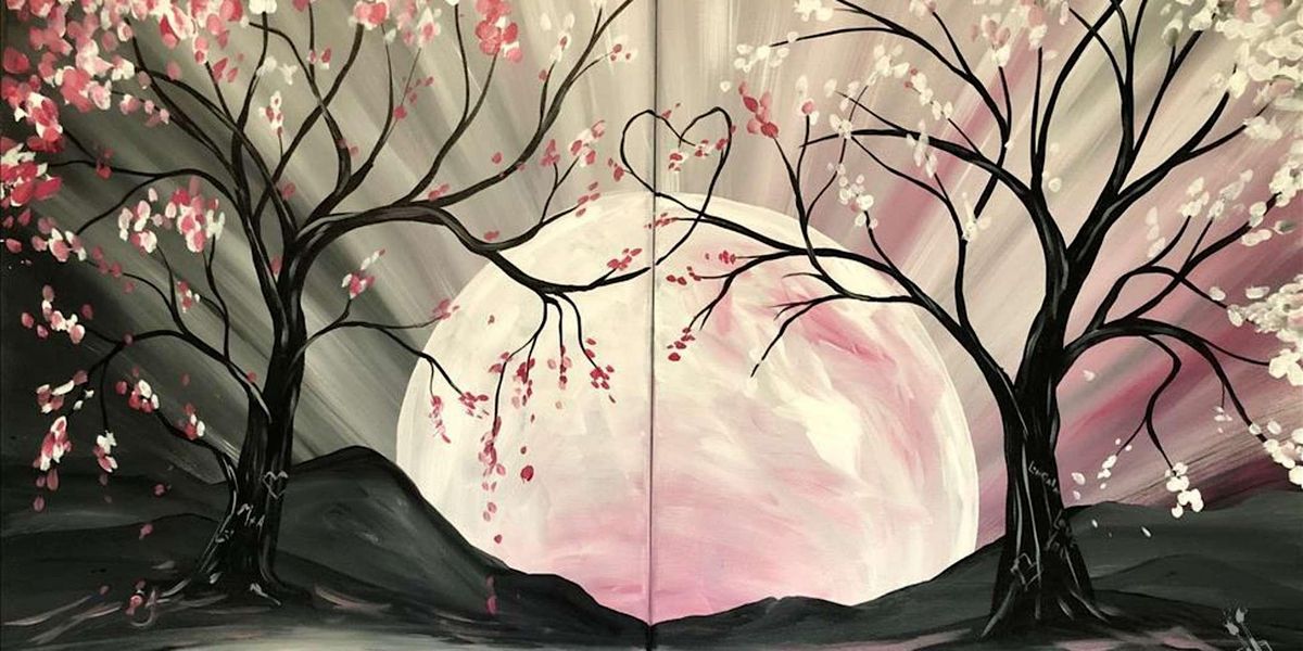 Moonlit Japanese Cherry Trees - Paint and Sip by Classpop!\u2122