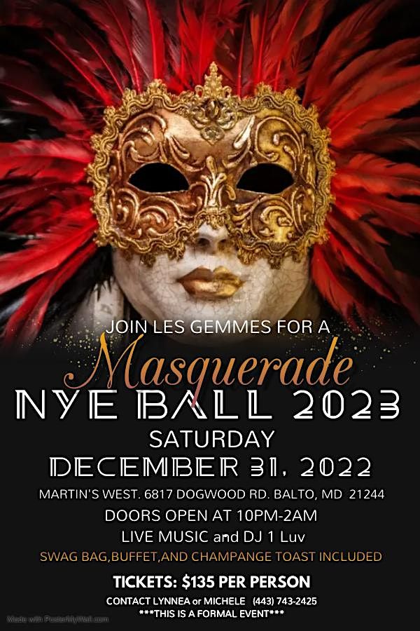New Years 2022 Masquerade Ball, Martin's Caterers, Baltimore, 31