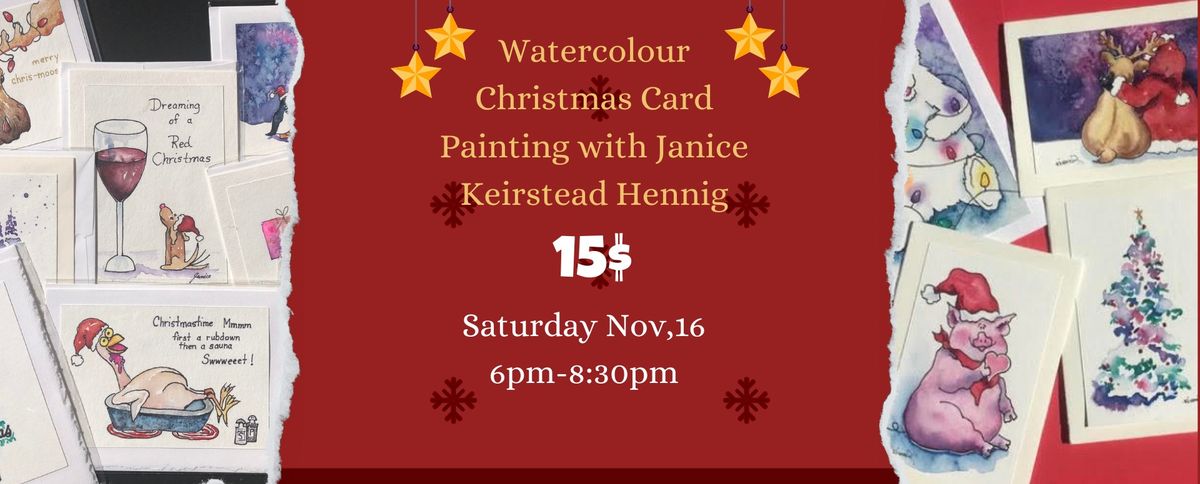 Watercolour Christmas card painting adult & youth aged 10-15 years