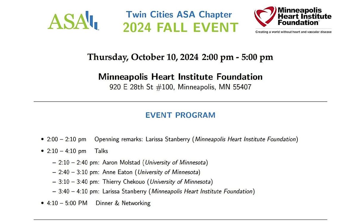 Twin Cities ASA Chapter 2024 FALL EVENT