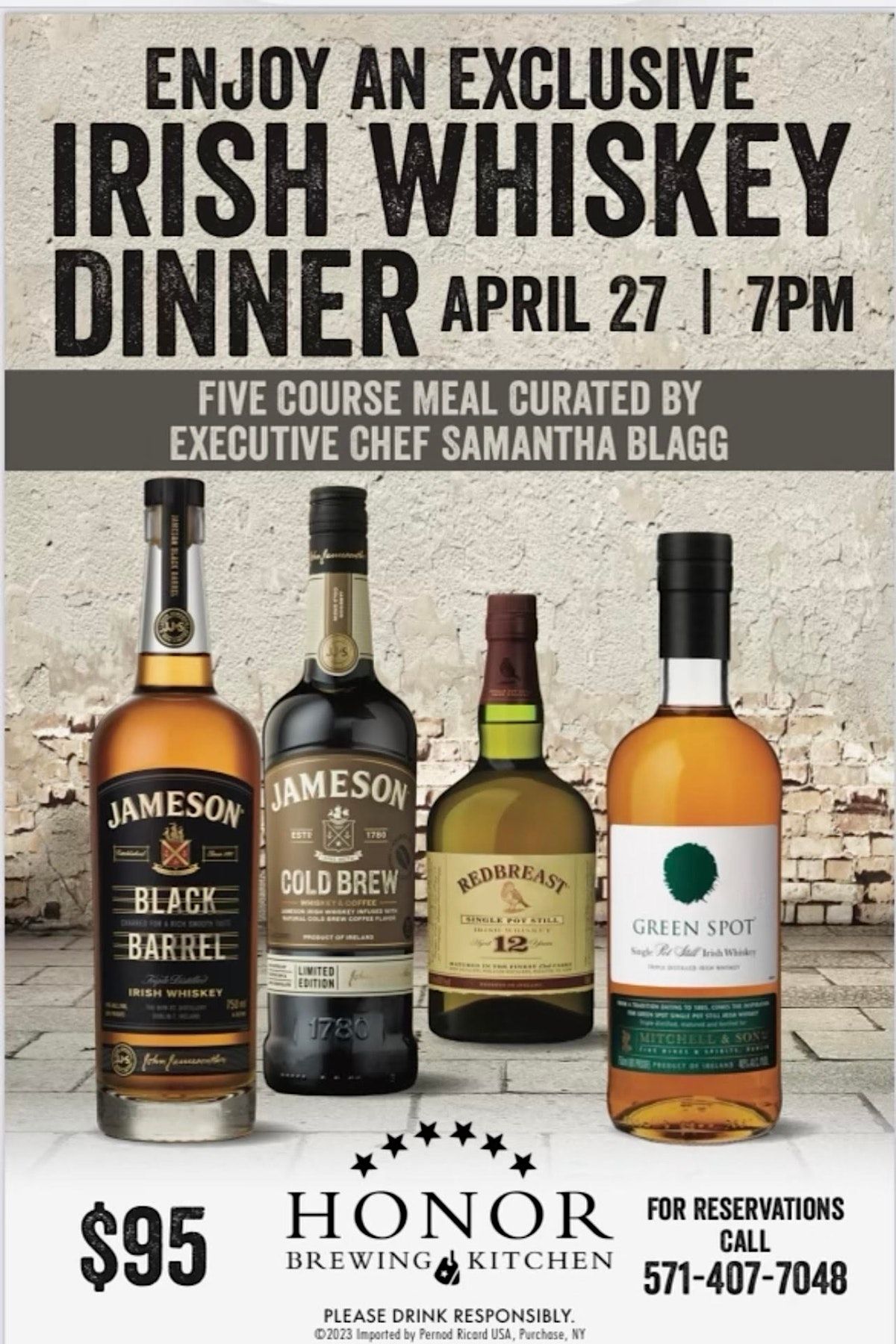 5 Course Irish Whiskey Pairing Dinner Honor Brewing Kitchen Fairfax 27 April 2023