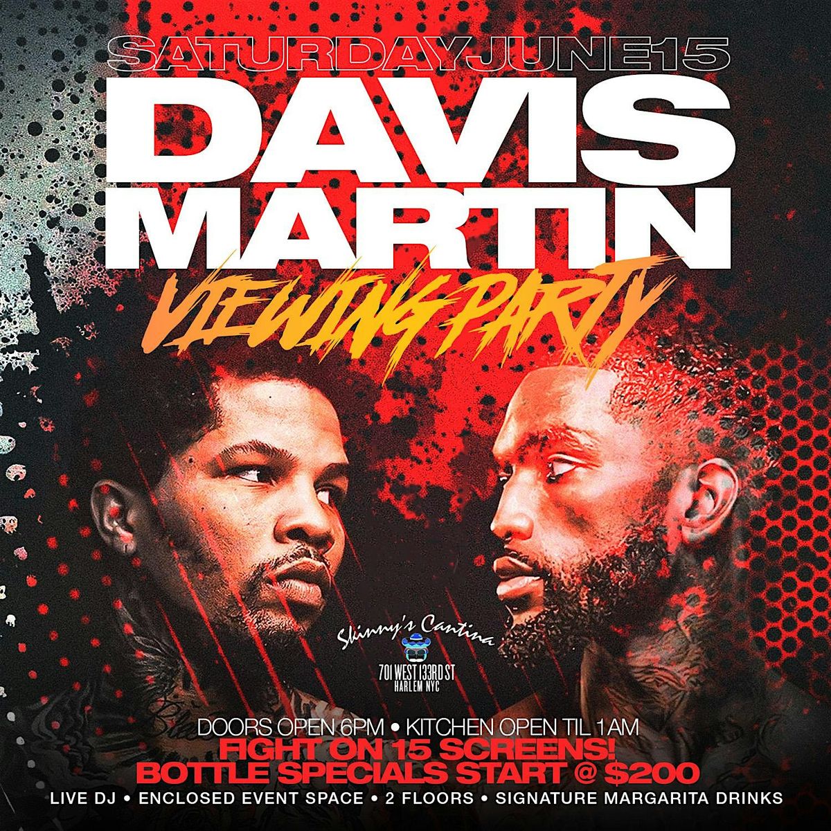 Fight Night: Tank Davis vs Martin live, free entry, food menu, live DJ