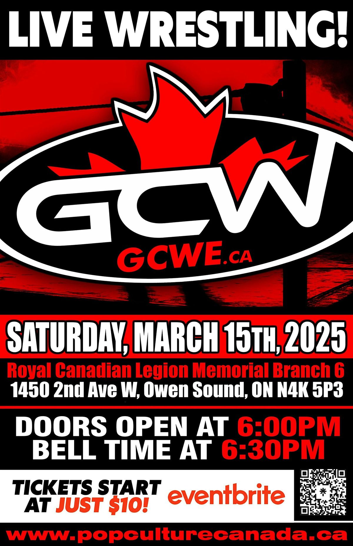 GCW : OWEN SOUND : MARCH 15th 2025 : LIVE WRESTLING