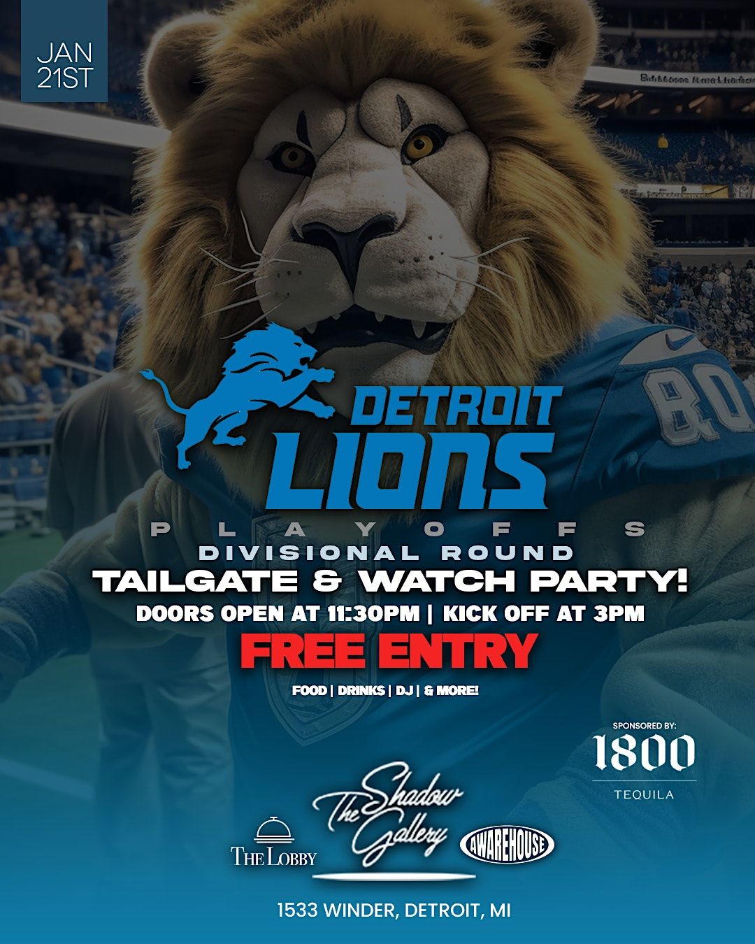 Detroit Lions Playoffs Tailgate at The Shadow Gallery in Eastern Market