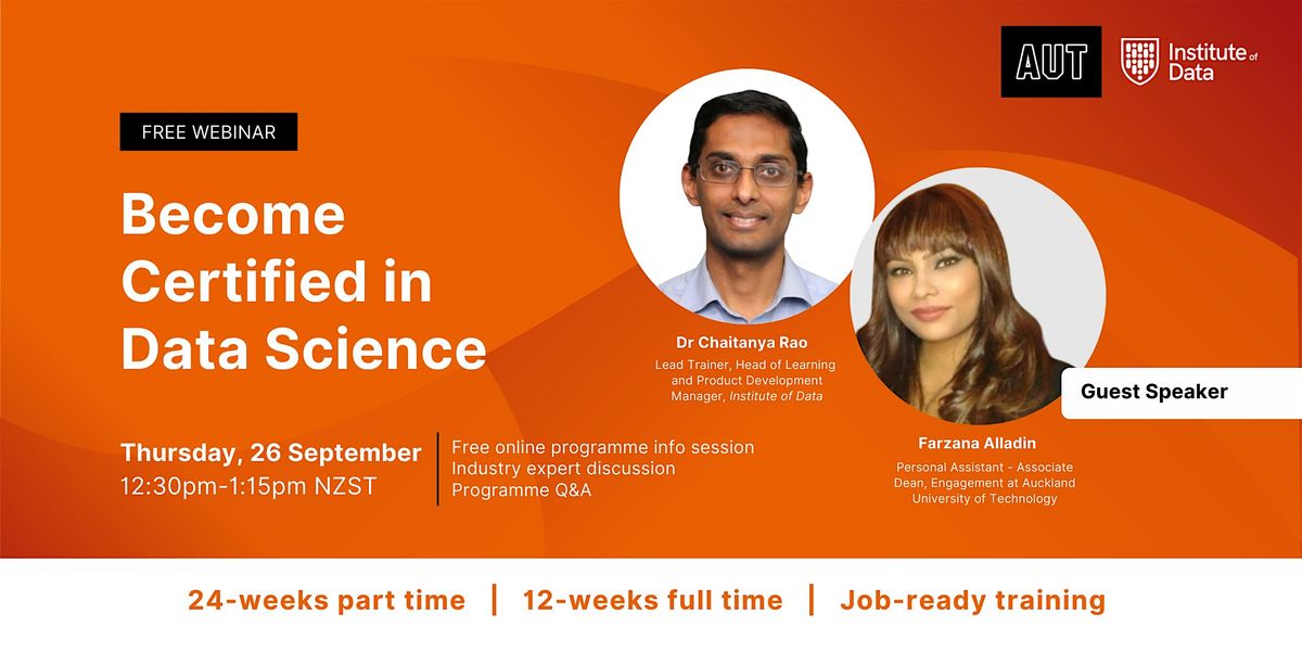 AUT Data Science Programme Info Session: September 26, 12:30pm