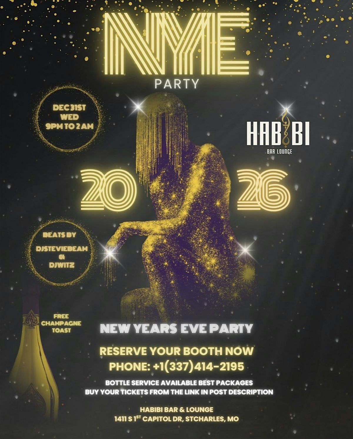 NYE 2026 Midnight Luxe Party at Habibi Bar & Lounge