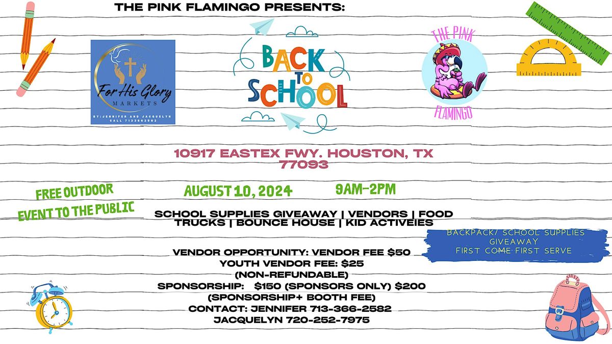 Back to School Pop Up Market\/ School Supplies Giveaway- Houston, TX