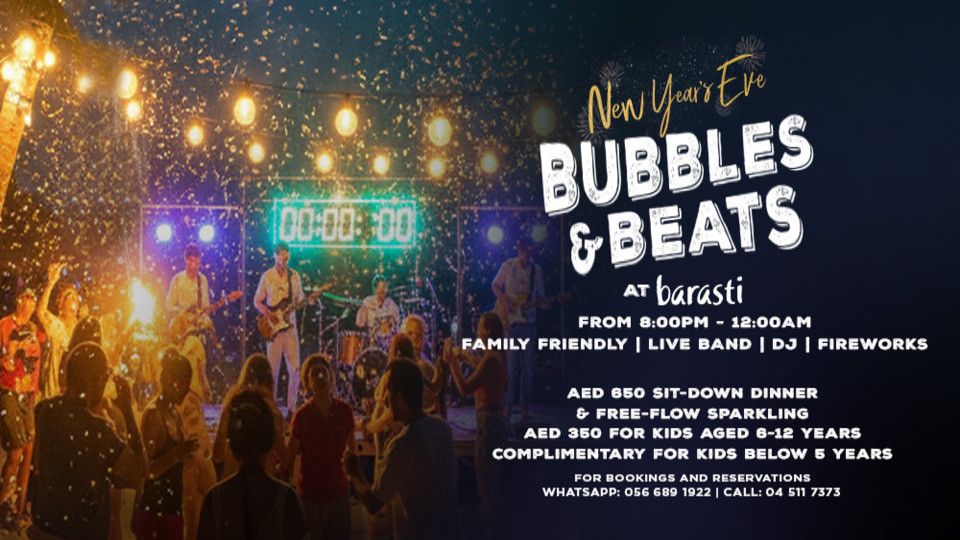 Bubbles & Beats - NYE Dinner at Barasti Middle Deck