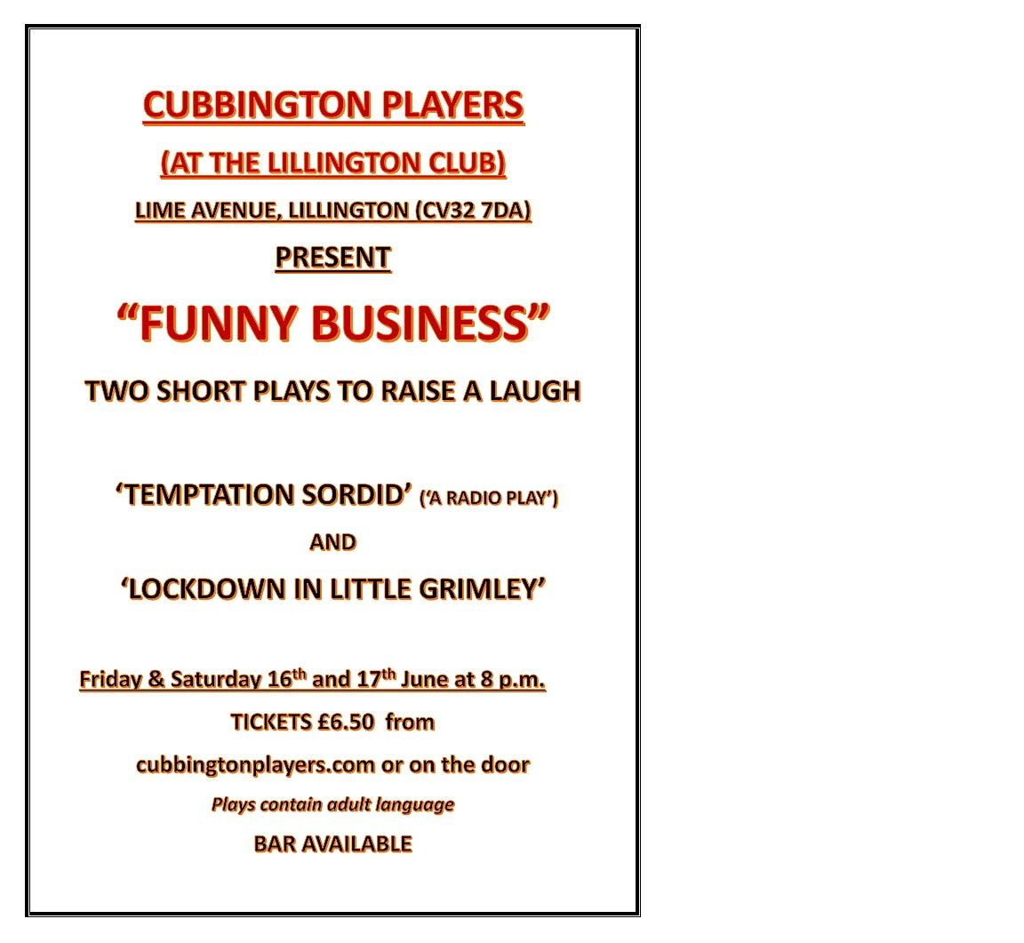 "FUNNY BUSINESS" - Two one act plays