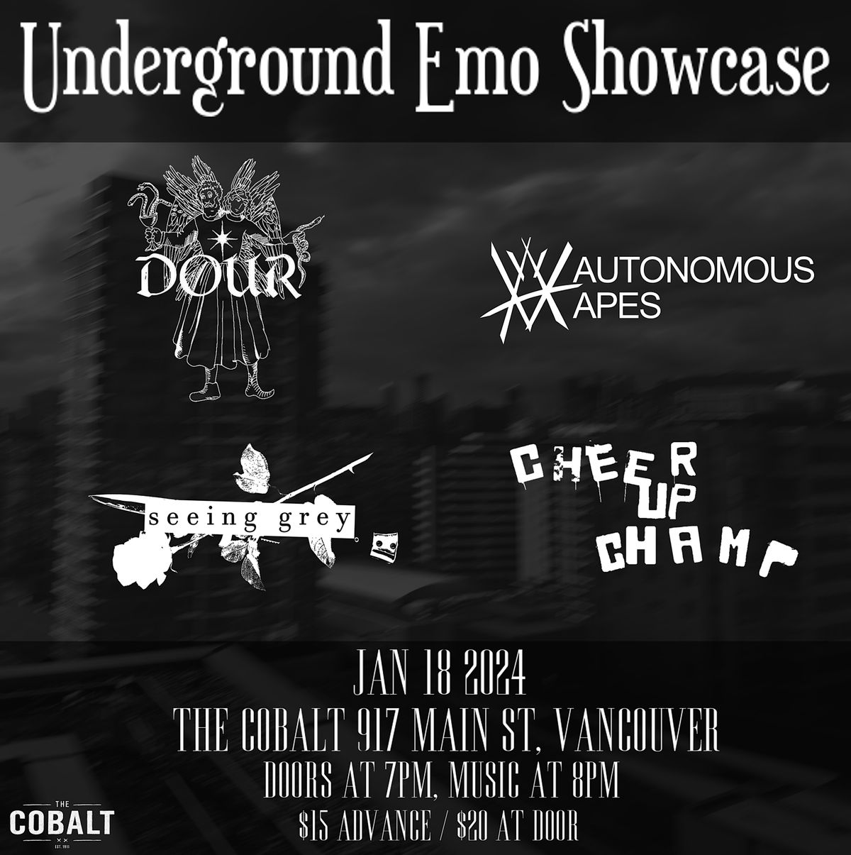 Underground Emo Showcase, The Cobalt, Vancouver, 18 January 2024