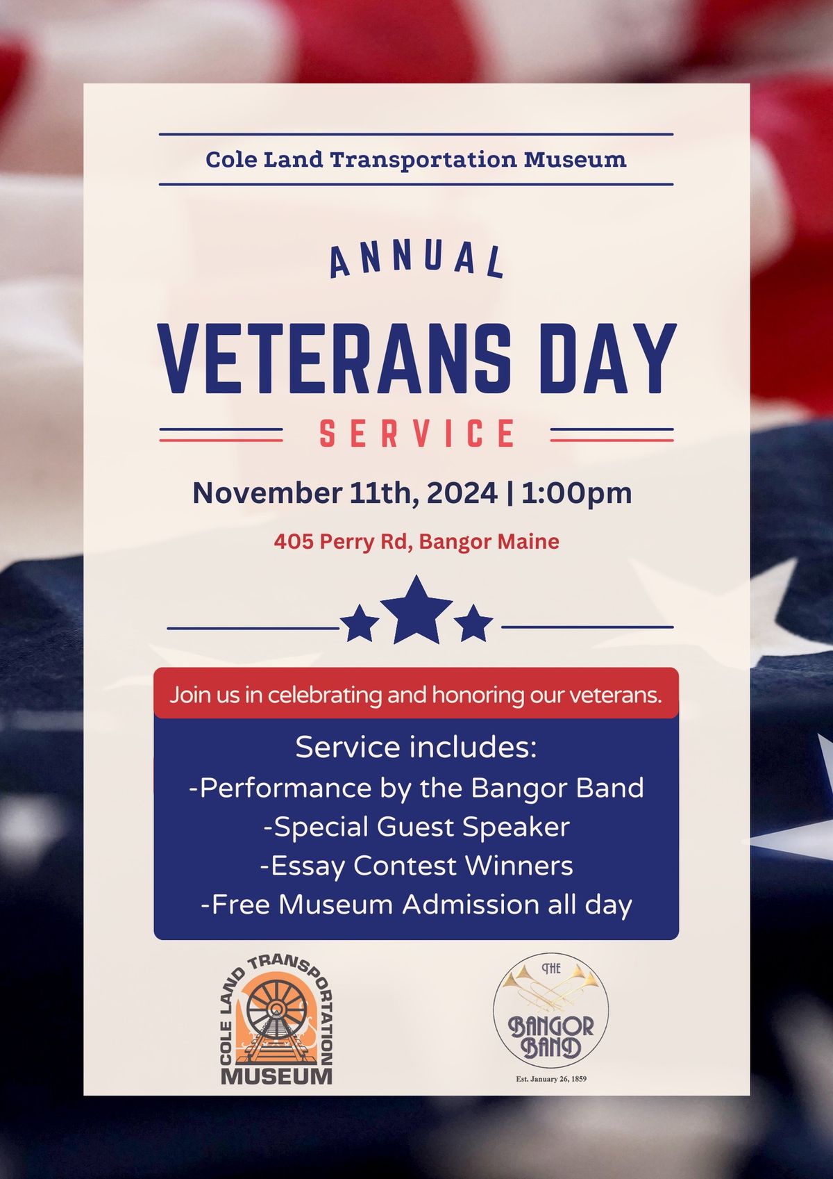 Veterans Day Service @ Cole Museum (Free Admission)