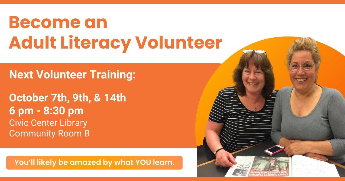 Literacy Volunteer Training - Oct. 7, 9, & 14