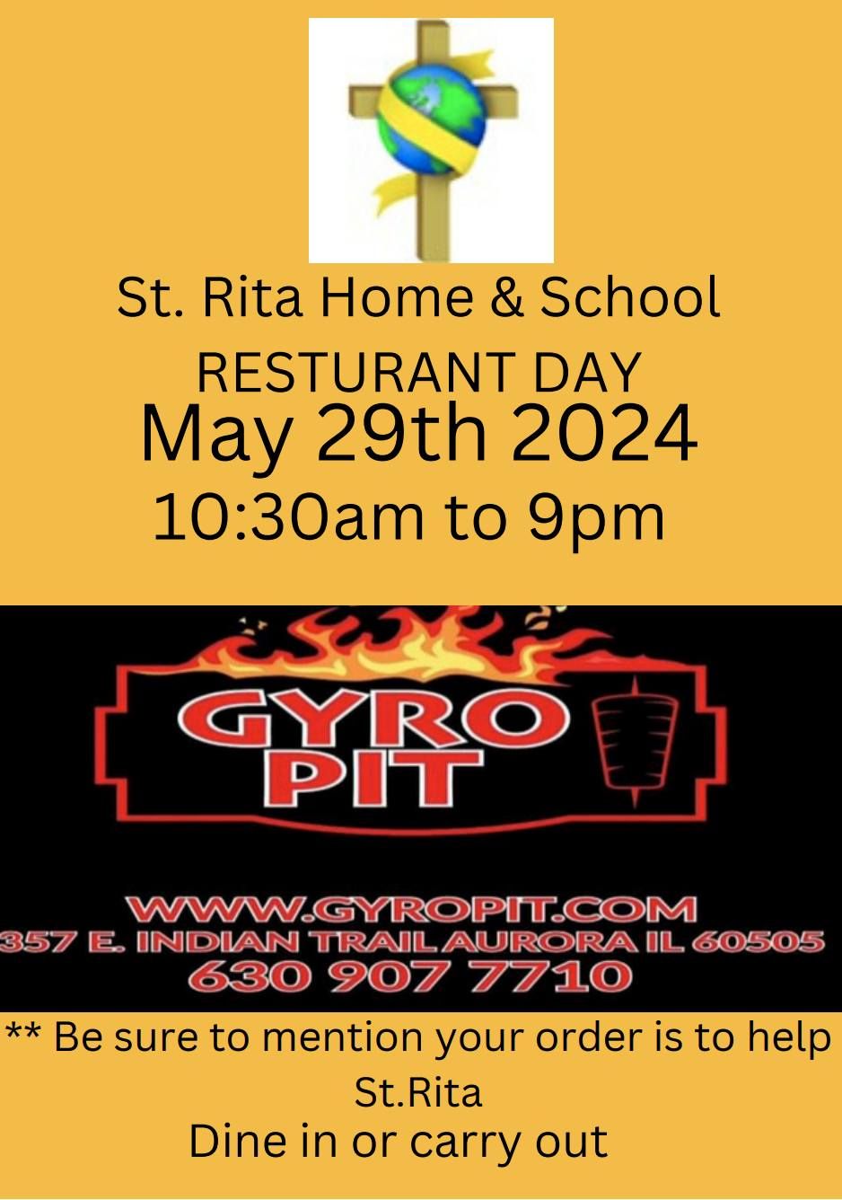 St. Rita Restaurant Night at Gyro Pit!