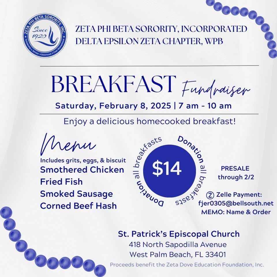 Zeta Phi Beta Sorority Inc, Delta Epsilon Zeta, Breakfast Fundraiser 