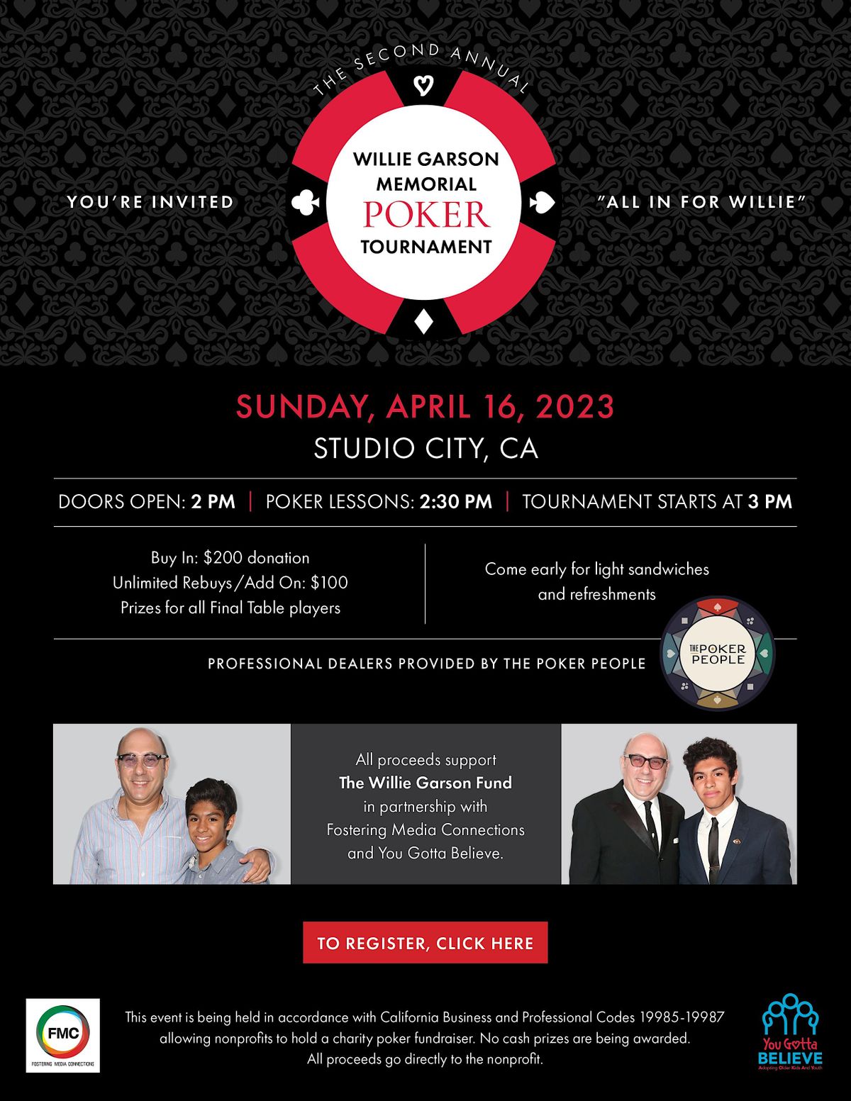 All in for Willie: Second Annual Willie Garson Memorial Poker Tournament