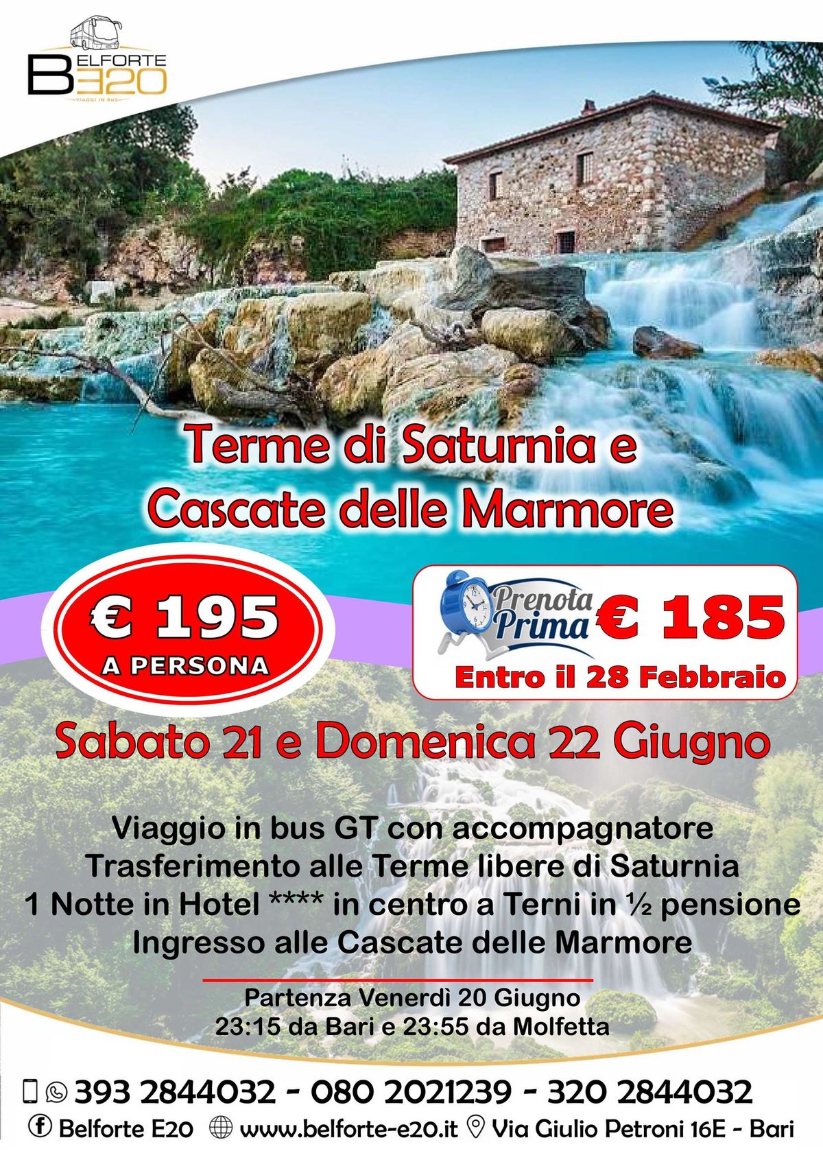 Terme libere di Saturnia e Cascate delle Marmore 21 - 22 Giugno 2025 By BE20